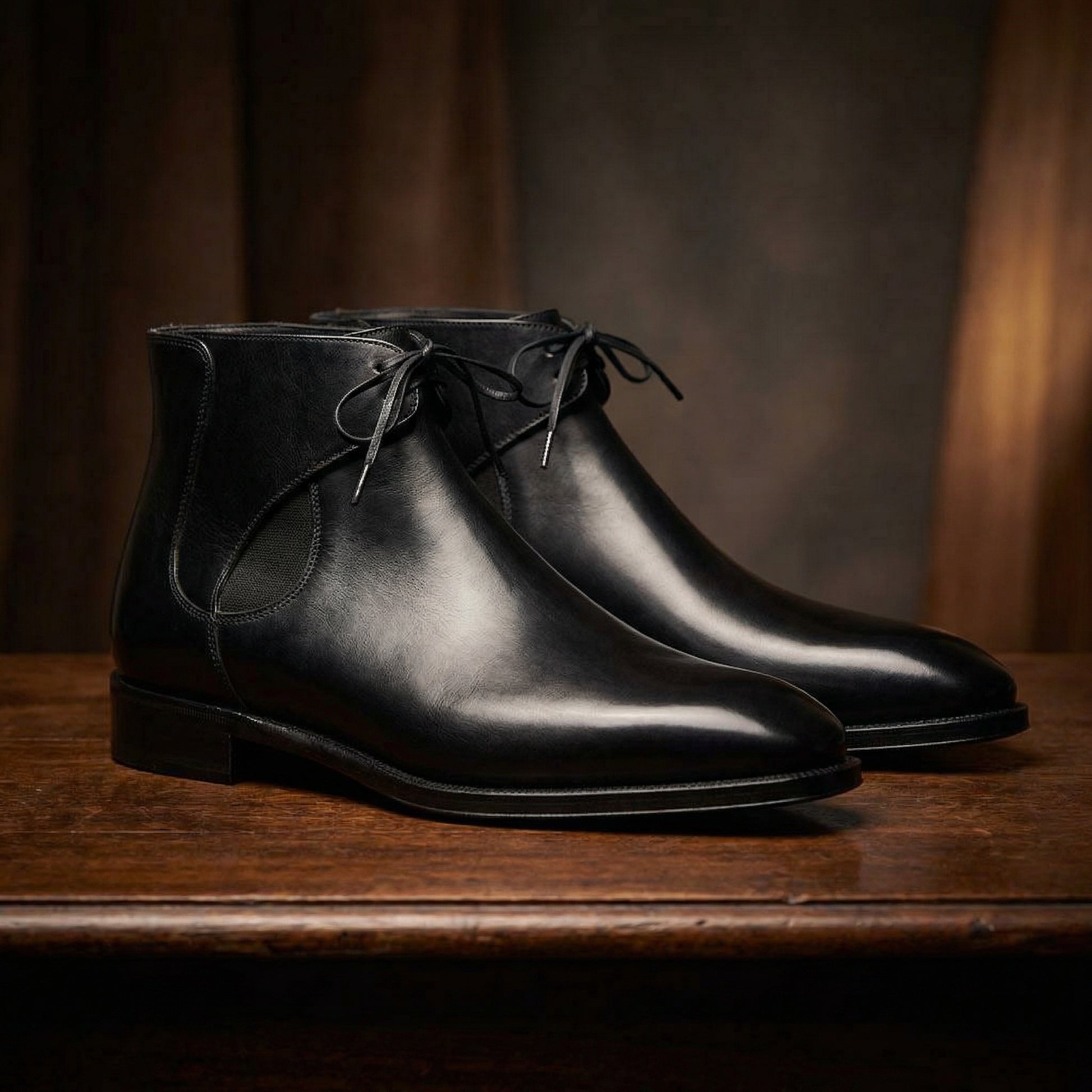 Black Leather Cowra Chelsea Boots