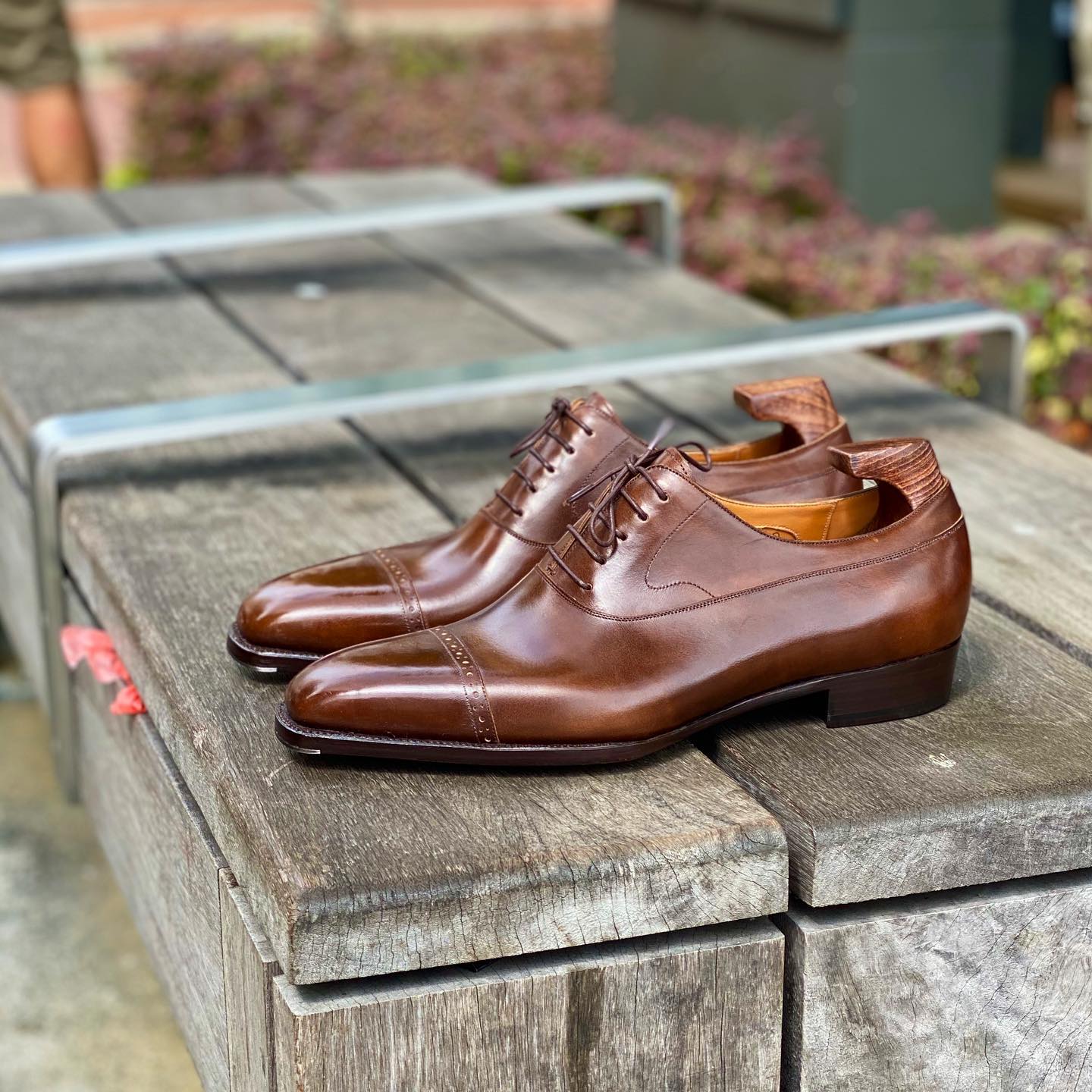 Tan Leather Isara Brogue Toe Cap Oxfords