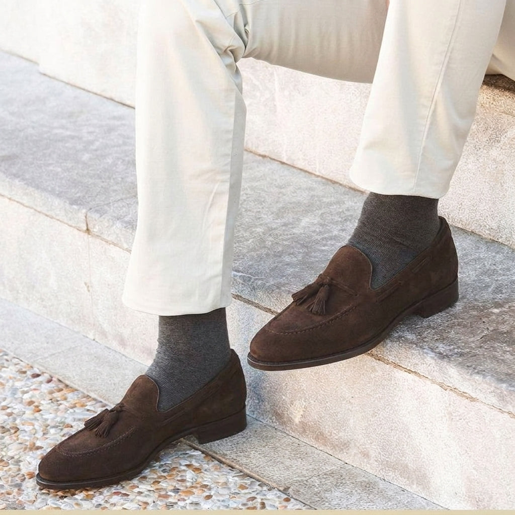 Brown Suede Bellarose Tassel Loafers - SS23