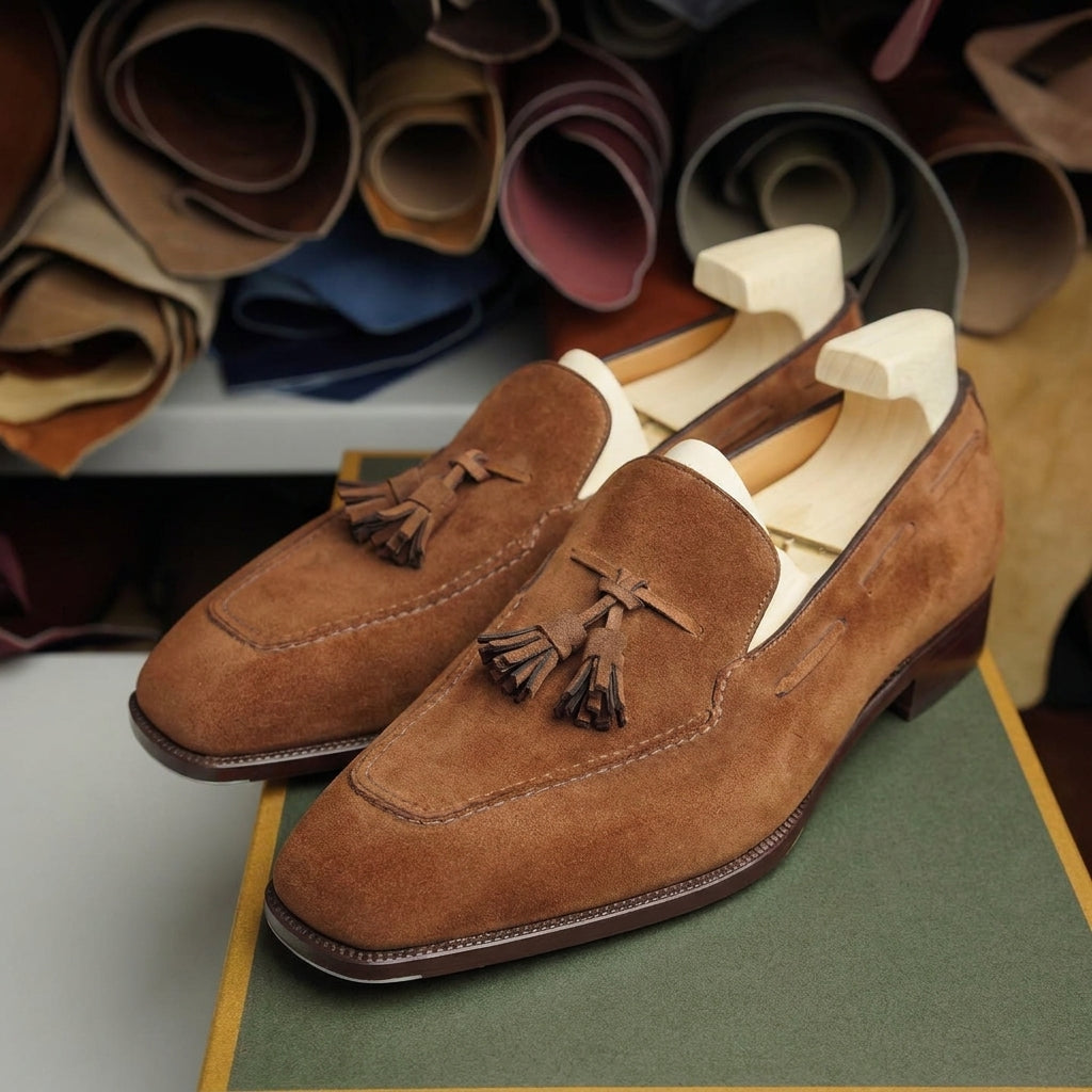 Tan Suede Gideon Tassel Loafers - Formal Shoes