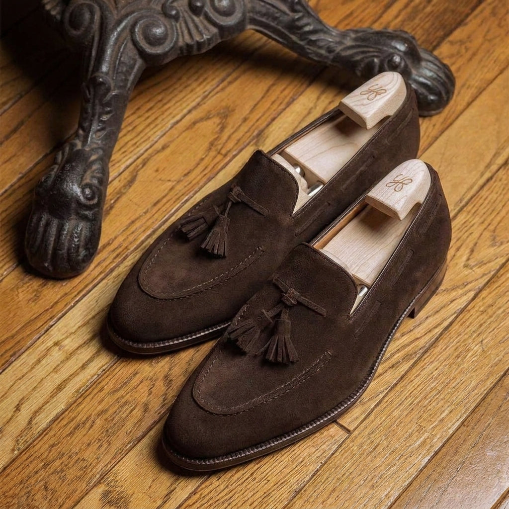 Brown Suede Lysandra Tassel Loafers - Formal Shoes - SS23