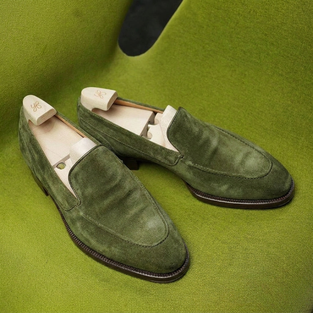 Green Suede Caelum Loafers Minimalist Edition - Formal Shoes - SS23