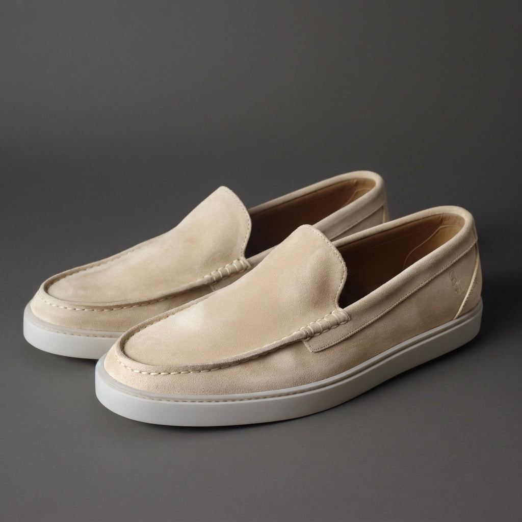 Biege Suede Anthea Slip On Sneakers : The Dapper Edit
