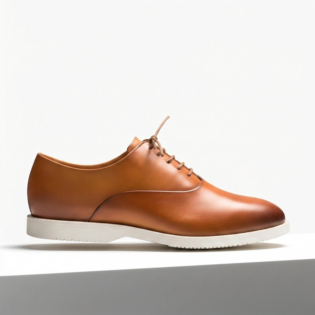 Tan Leather Evander Lace Up Oxfords with White Sole - Summer 2024 Collection