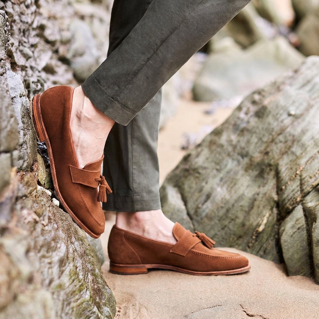 Tan Suede Alectrona Tassel Loafers - SS23