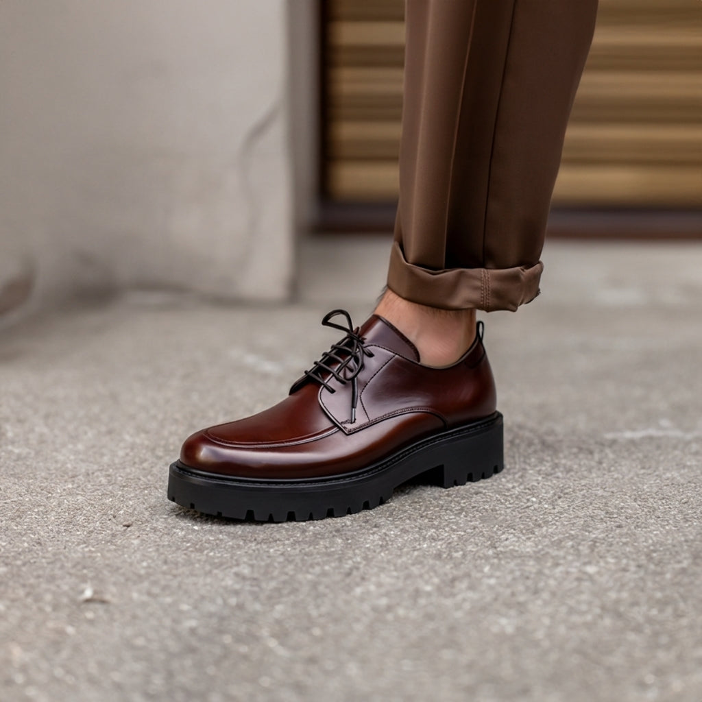 Brown Leather Eros Chunky Derby Shoes - AW24
