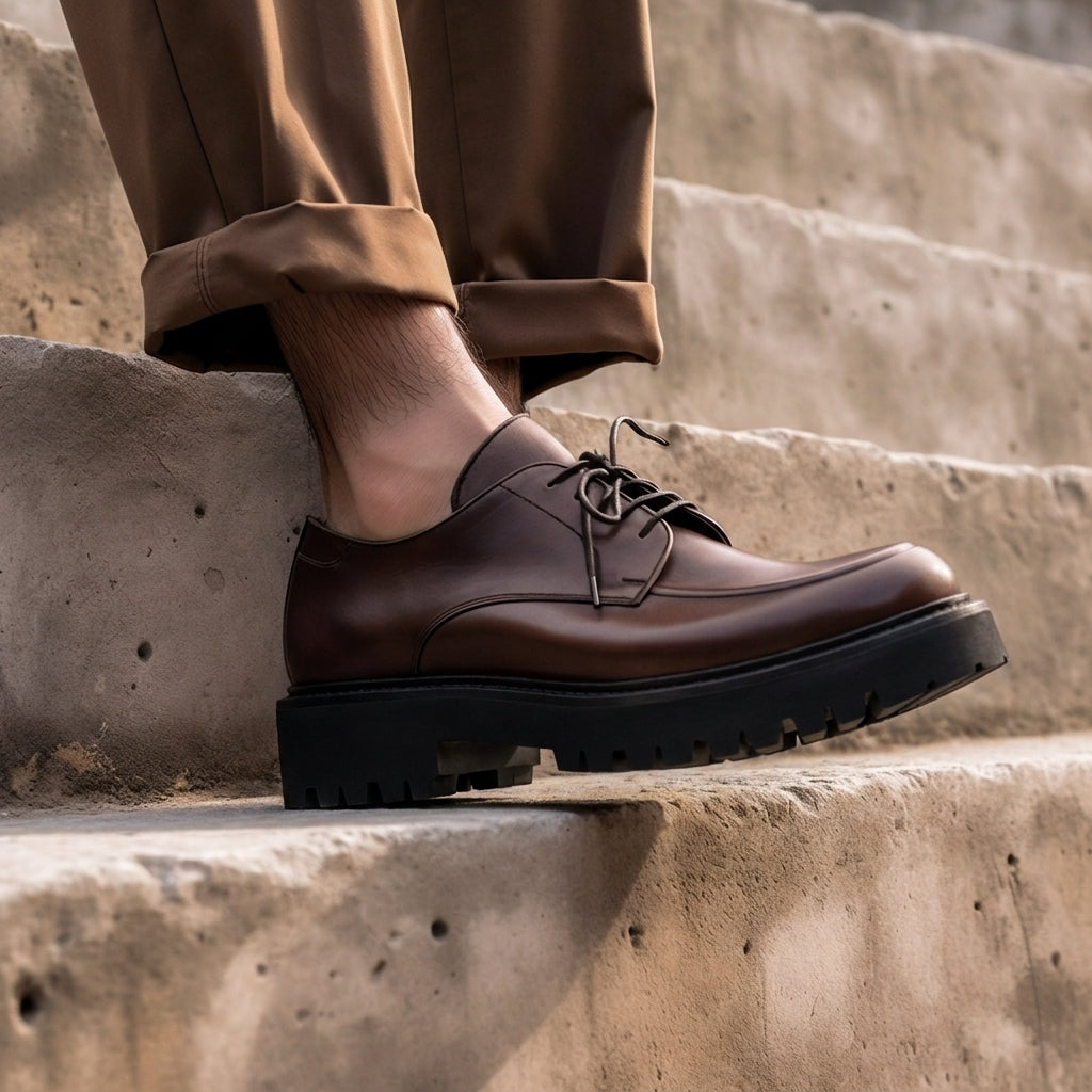 Brown Leather Eros Chunky Derby Shoes - AW24