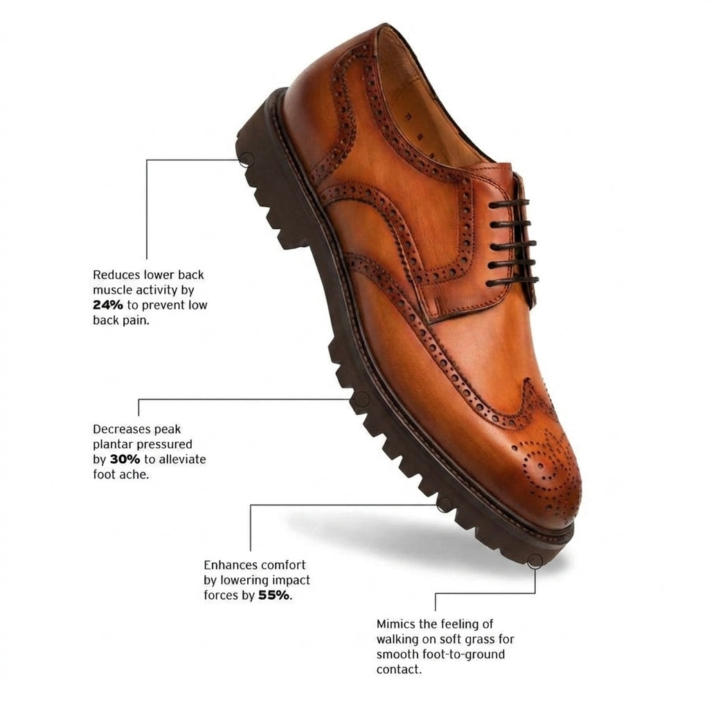 Tan Leather Beaumont Lace Up Brogue Wingtip Derby Shoes - SS23