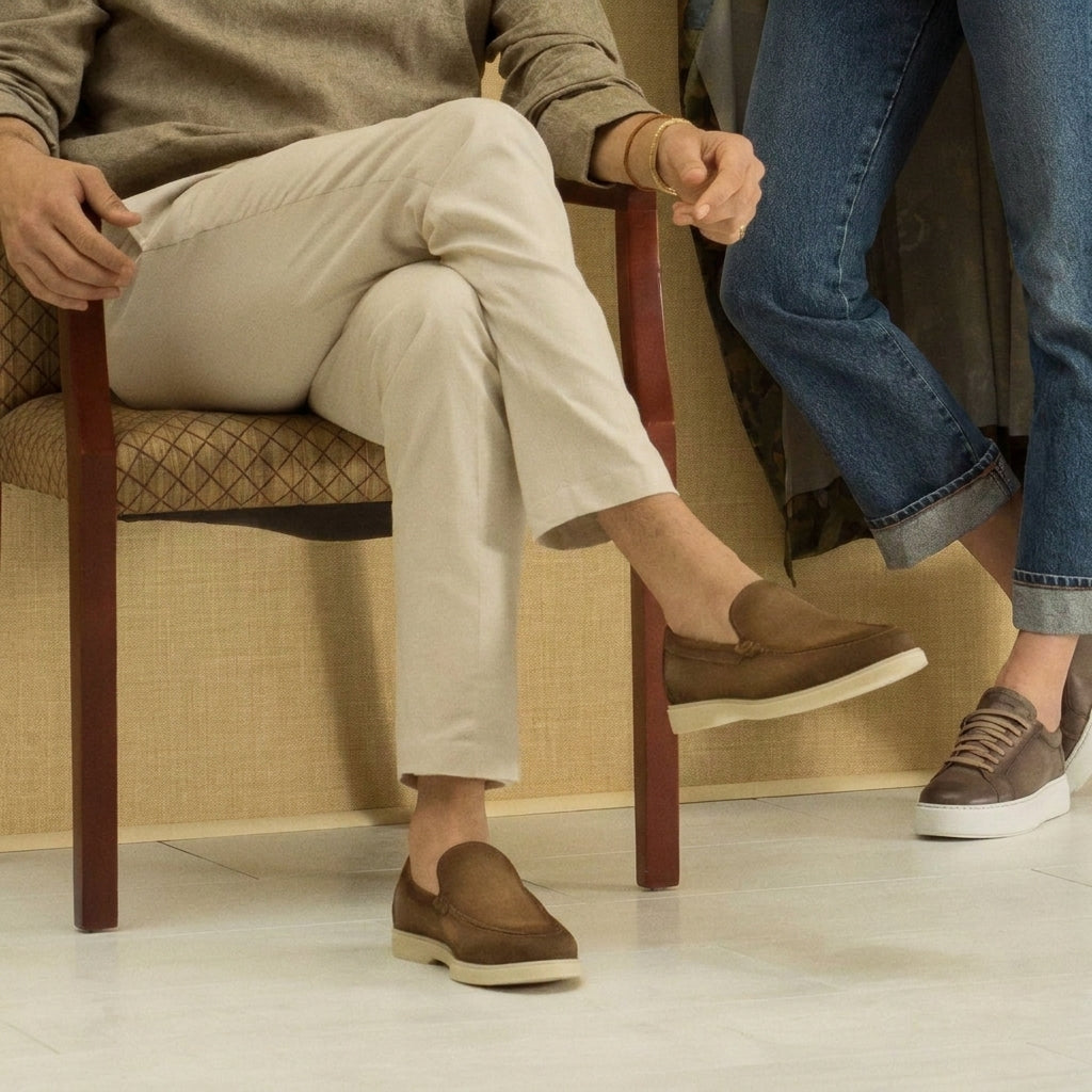 Brown Suede Authentia Loafers with White Soles - Summer 2024 Collection