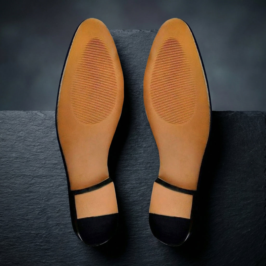 Blue Velvet Cavalry Guards Embroidered Loafers