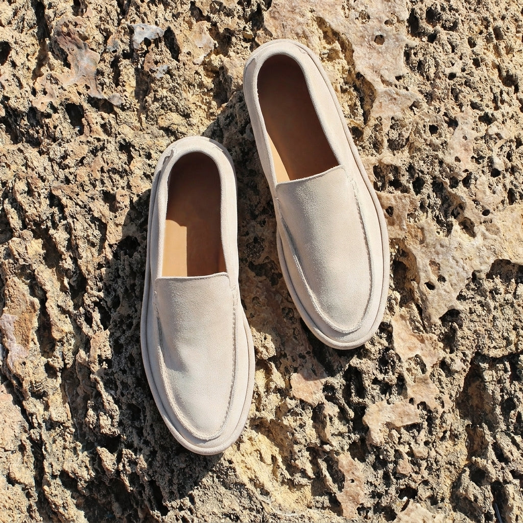 Cream Suede Freya Calm Loafers - AW24