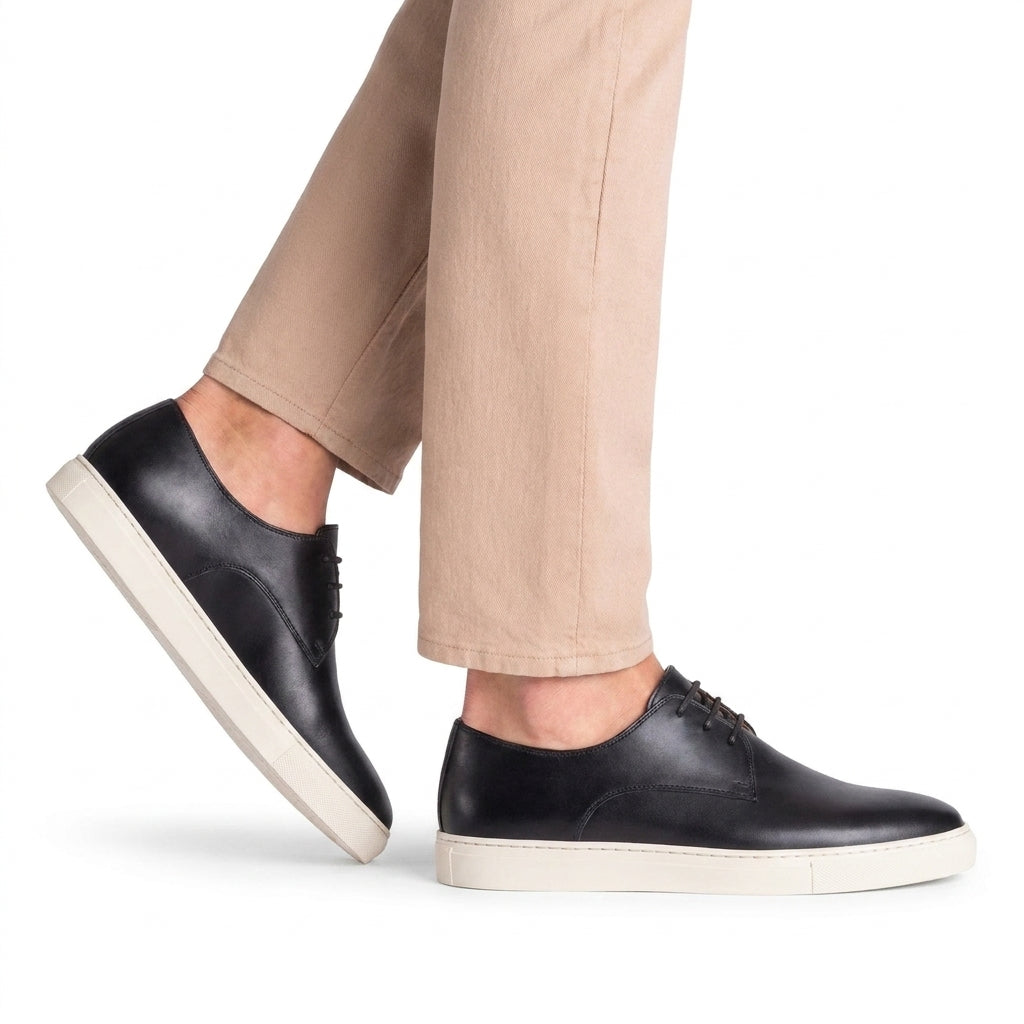 Black Leather Isadora Lace Up Derby Sneakers - AW24