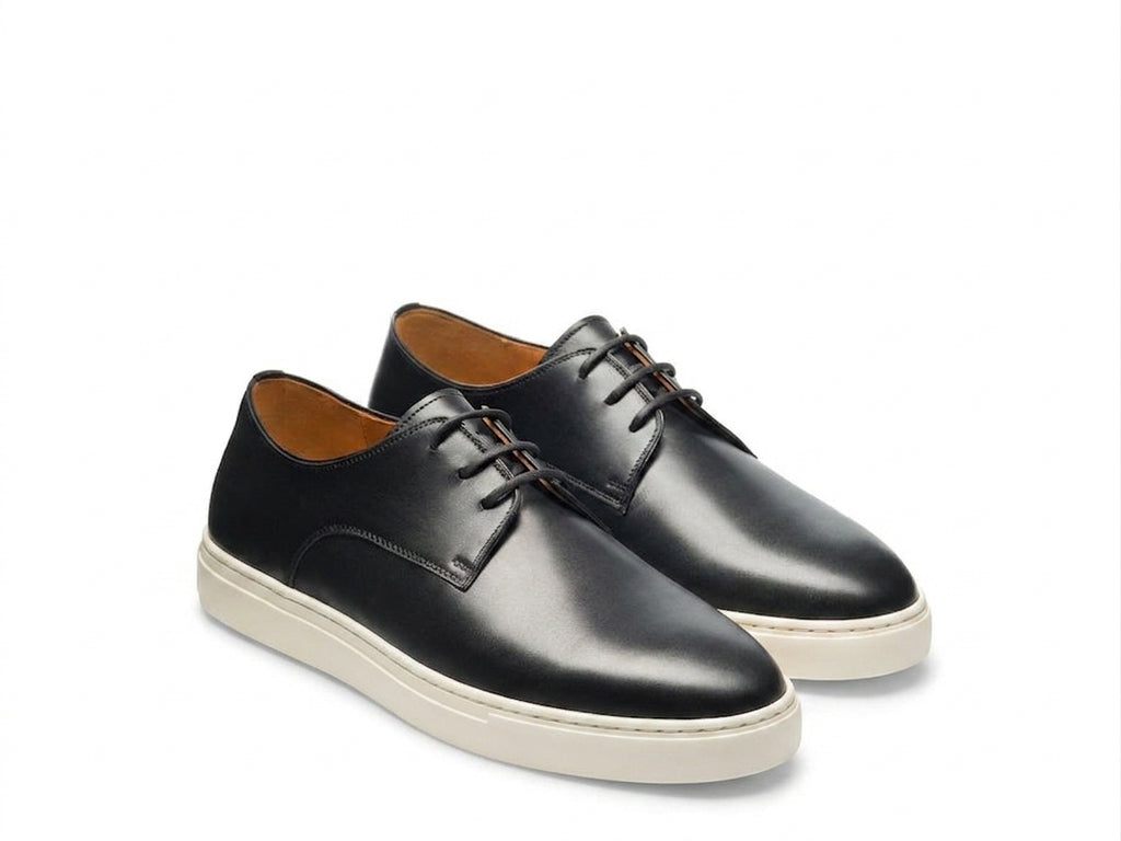 Black Leather Isadora Lace Up Derby Sneakers - AW24