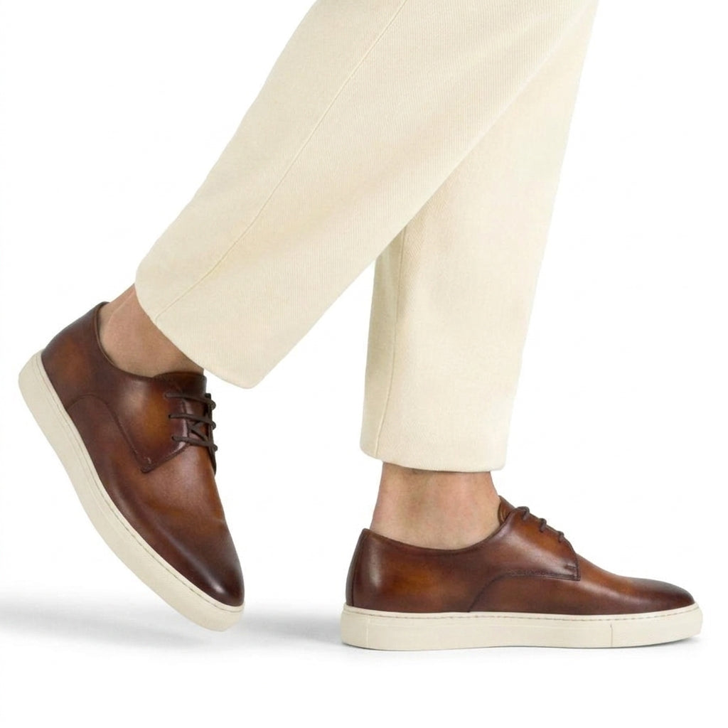 Tan Leather Isadora Lace Up Derby Sneakers - AW24