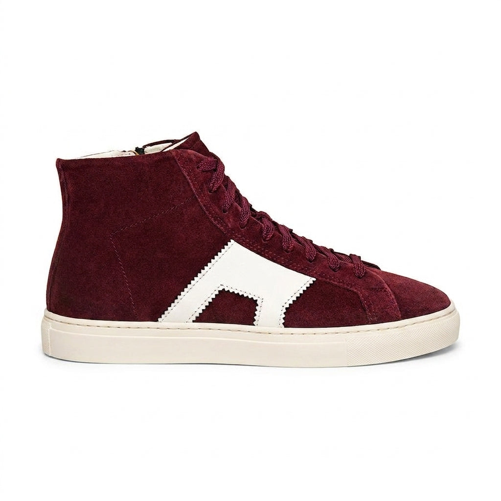 Burgundy Suede Wolfton Lace Up High Top Sneakers - AW24