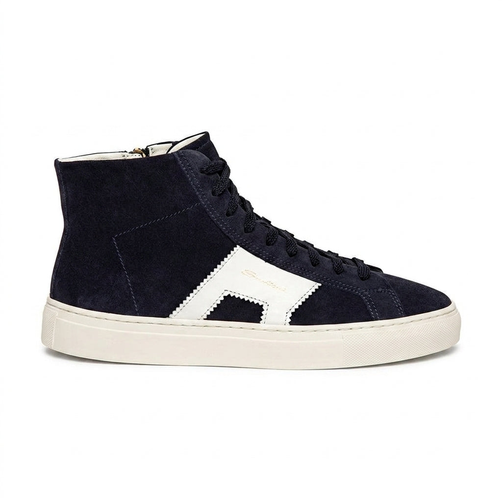 Navy Blue Suede Wolfton Lace Up High Top Sneakers - AW24