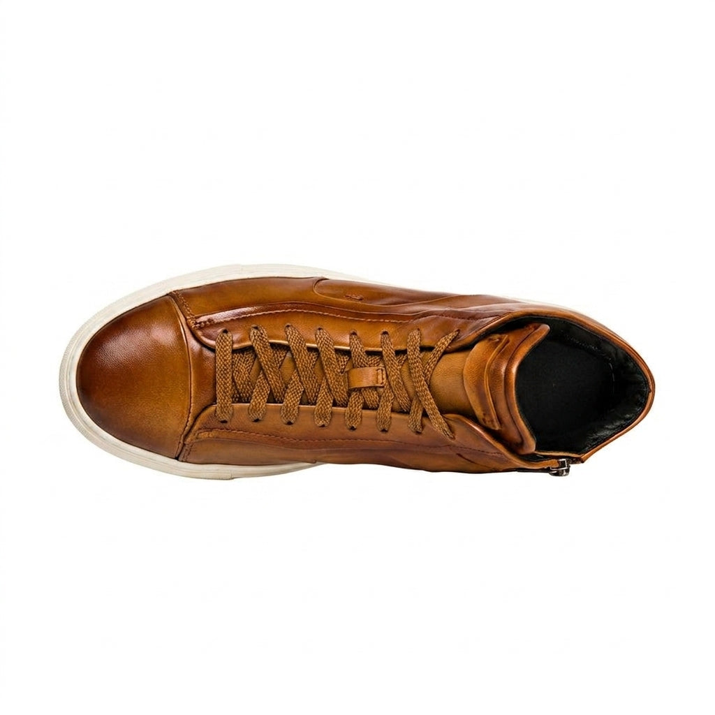 Tan Leather Estelle Lace Up High Top Sneakers - AW24