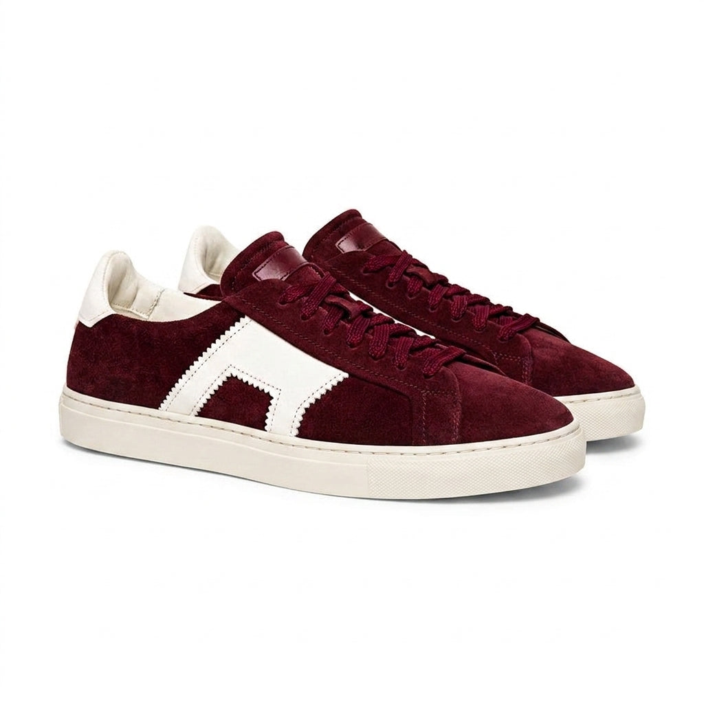 Burgundy Suede Amelie Lace Up Sneakers - AW24