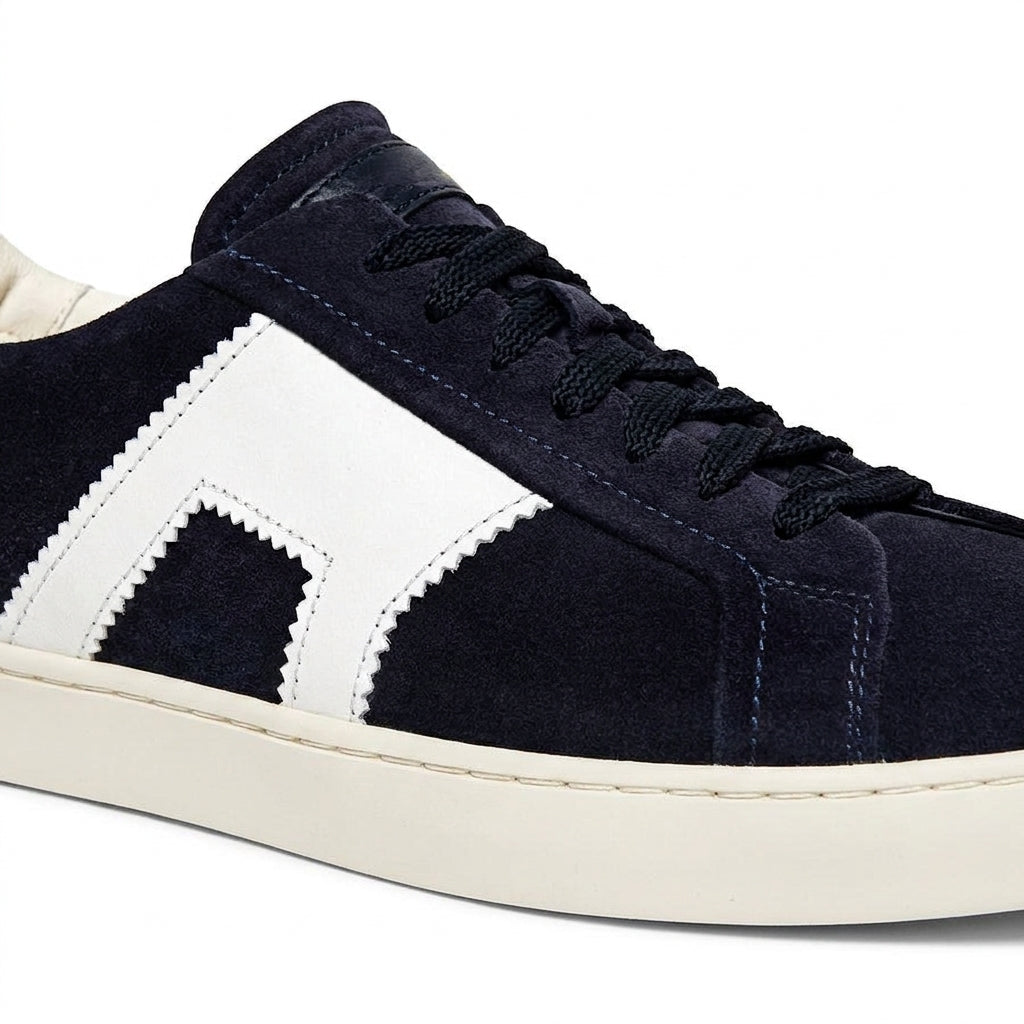 Navy Blue Suede Amelie Lace Up Sneakers - AW24