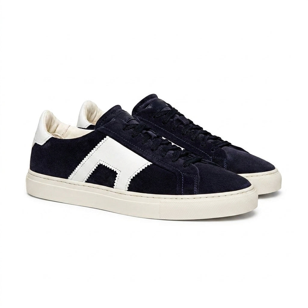 Navy Blue Suede Amelie Lace Up Sneakers - AW24
