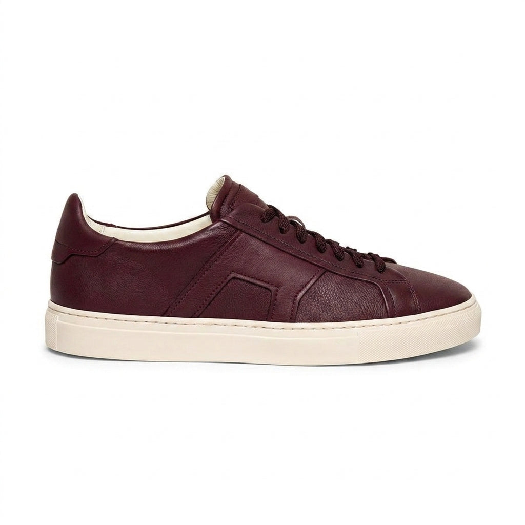 Burgundy Brown Leather Amelie Lace Up Sneakers - AW24