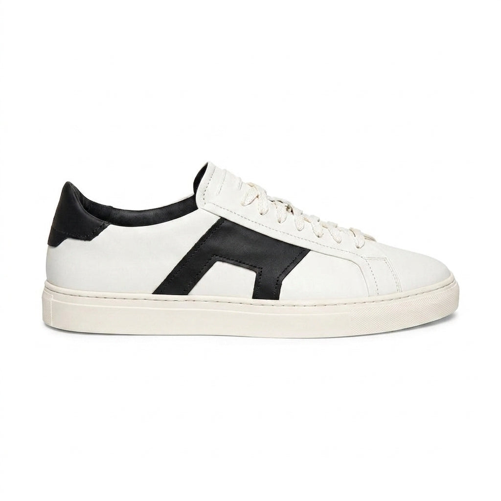 White and Black Leather Amelie Lace Up Sneakers - Summer 2024 Collection