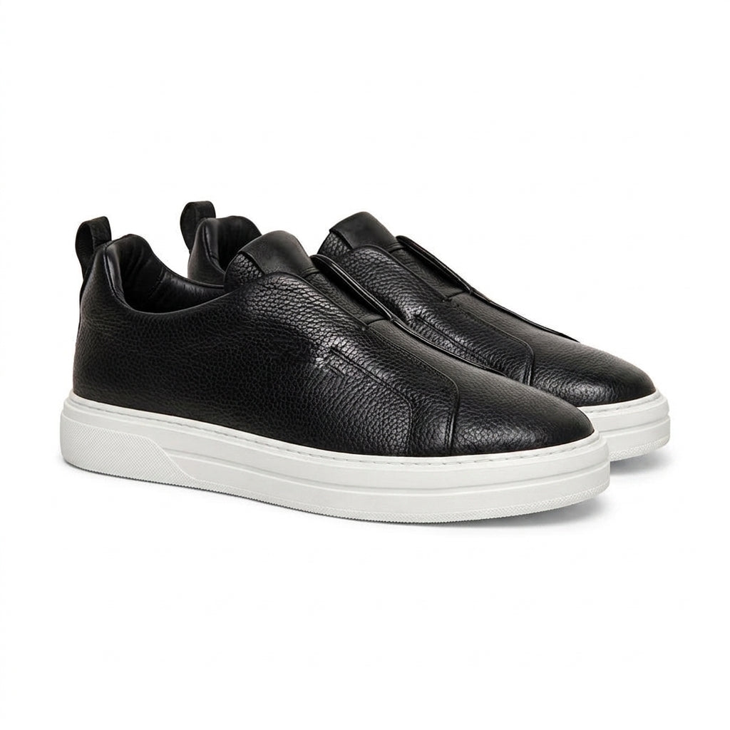Black Leather Elowen Slip On Sneakers - AW24