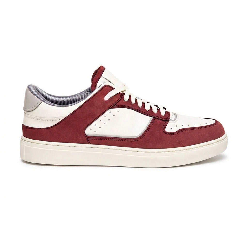 Red and White Leather Hayden Lace Up Sneakers - Summer 2024 Collection