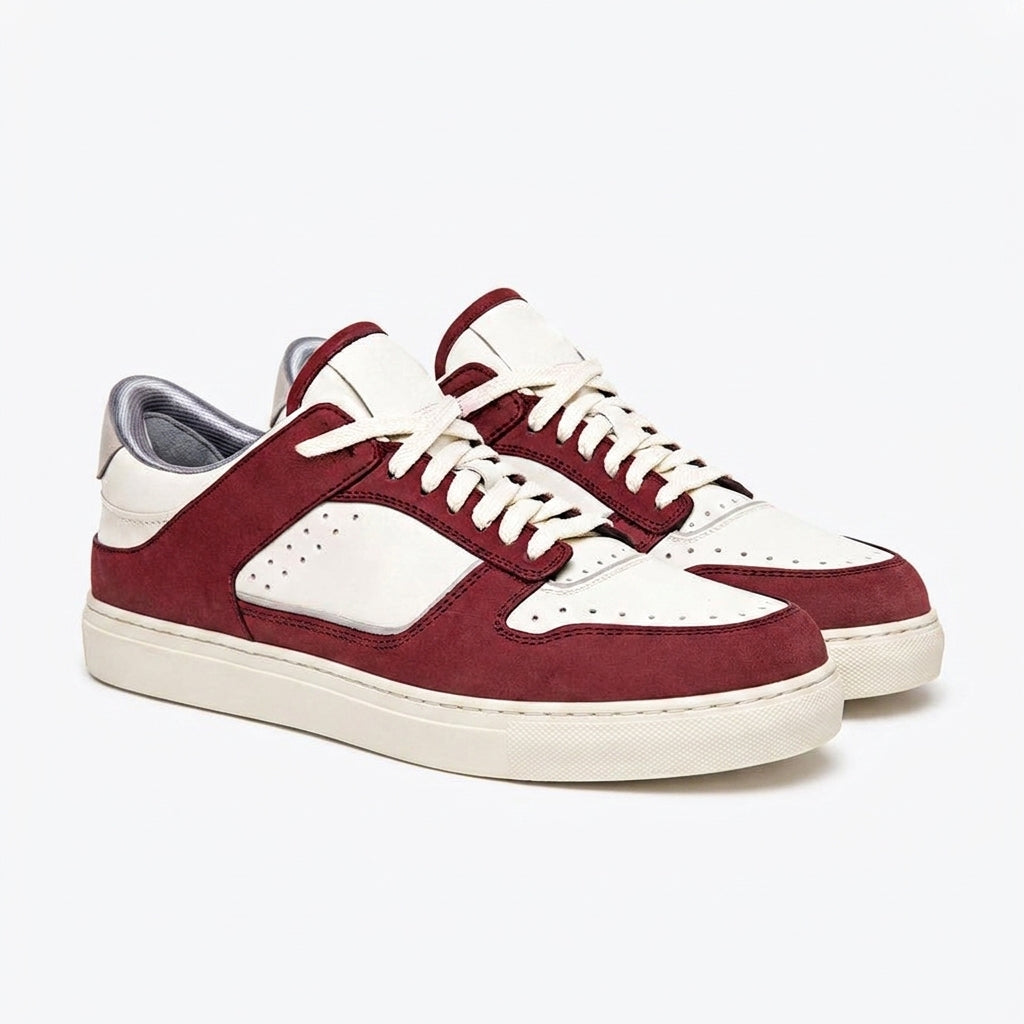 Red and White Leather Hayden Lace Up Sneakers - Summer 2024 Collection