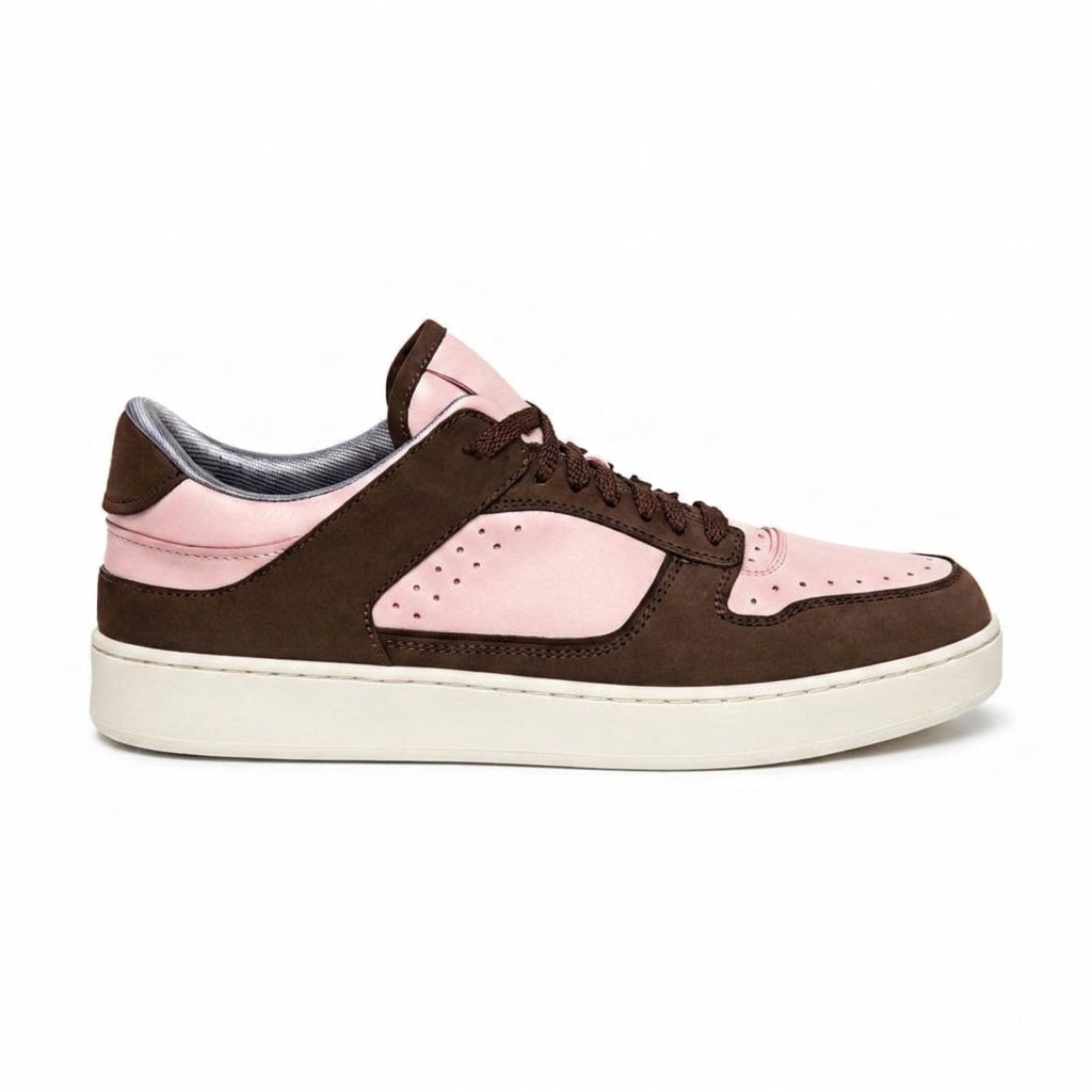 Pink Leather and Brown Suede Hayden Lace Up Sneakers - AW24