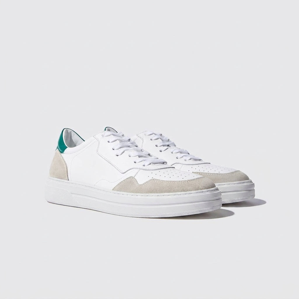 White Leather and Grey Suede Carter Lace Up Sneakers - Summer 2024 Collection