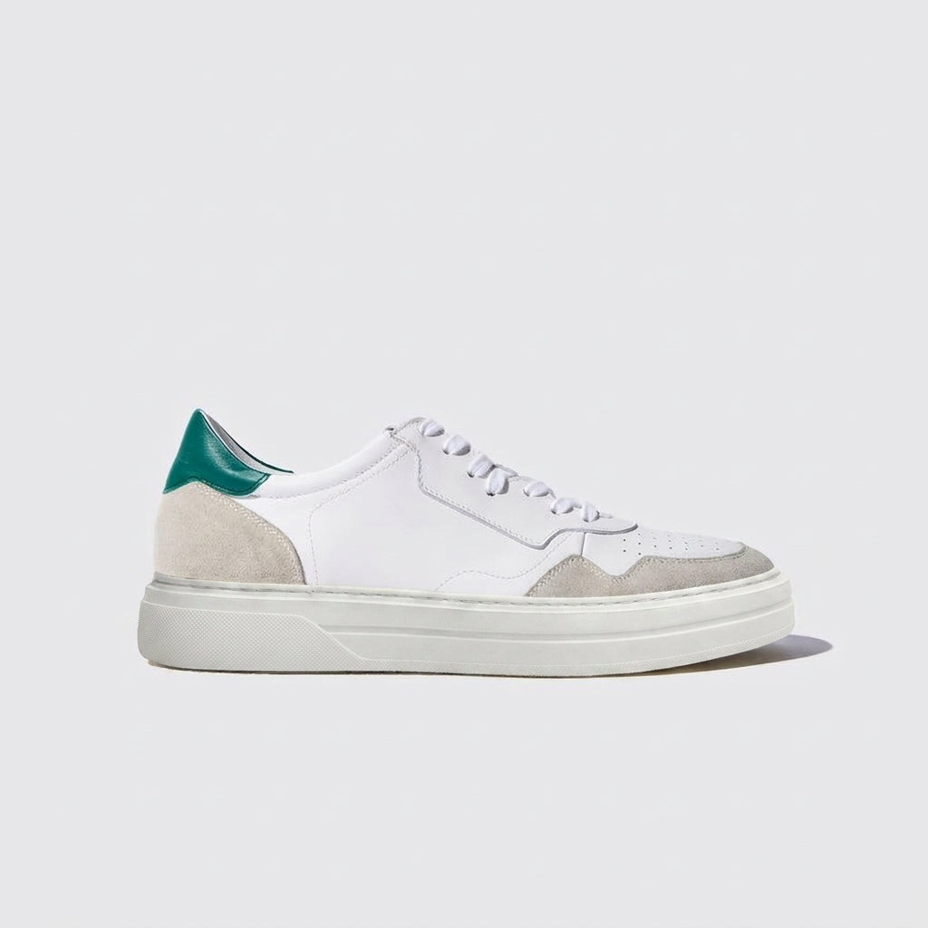 White Leather and Grey Suede Carter Lace Up Sneakers - Summer 2024 Collection