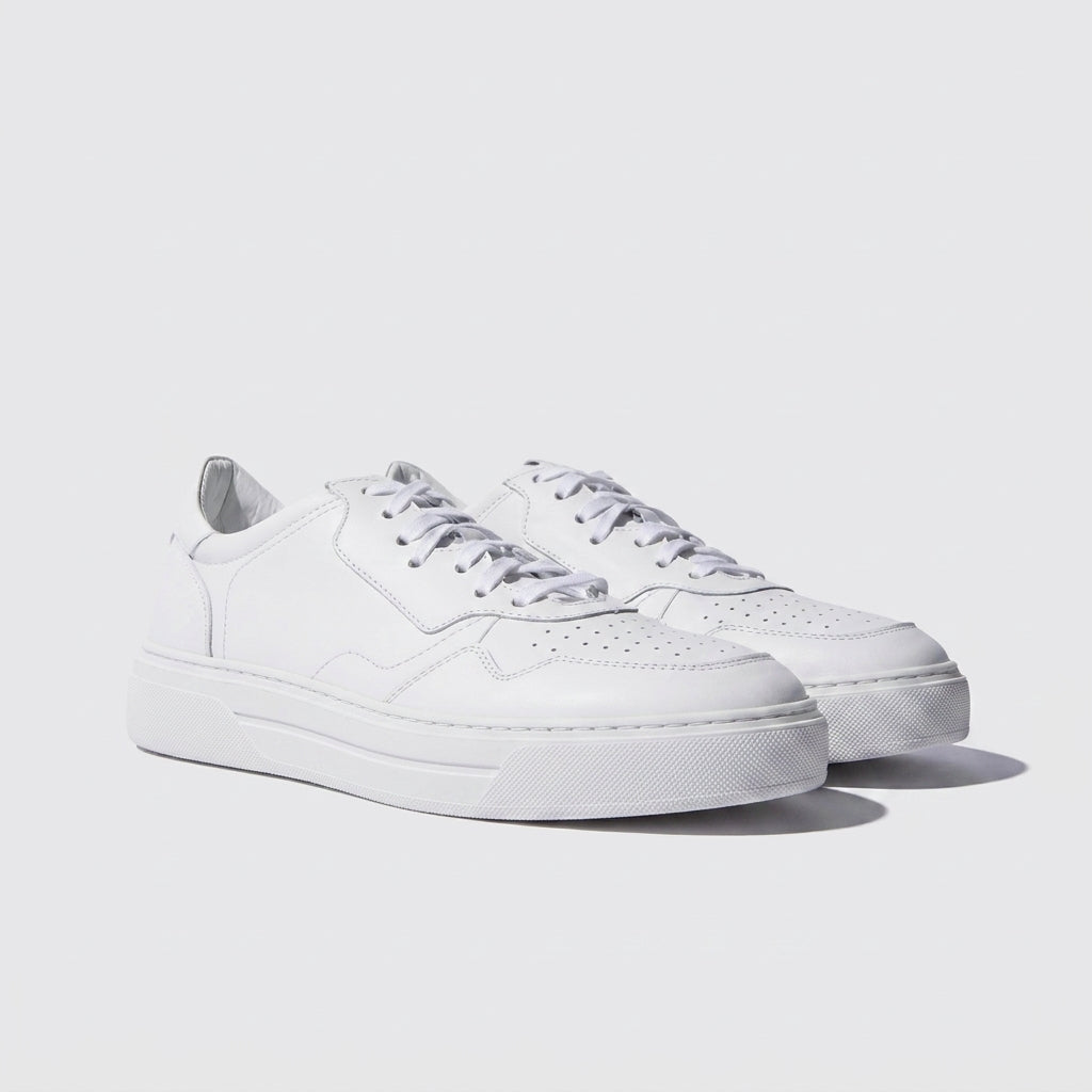 White Leather Carter Lace Up Sneakers - Summer 2024 Collection