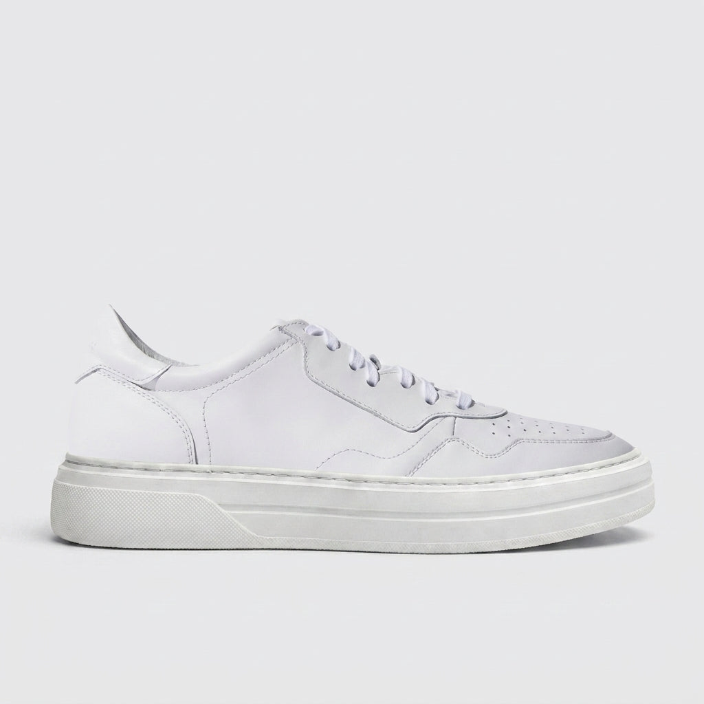 White Leather Carter Lace Up Sneakers - Summer 2024 Collection