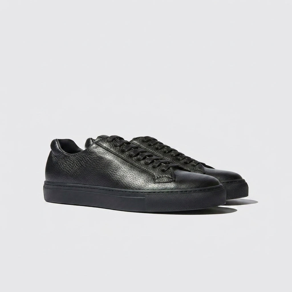 Black Leather Kendall Lace Up Sneakers - AW24