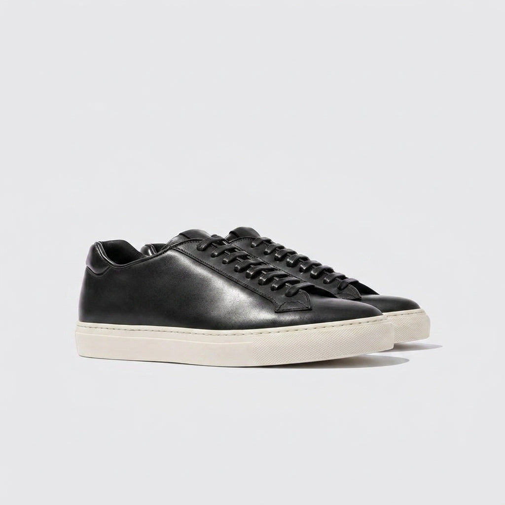 Luxury Edition - Artisian Made Black Italian Leather Logan Lace Up Sneakers - AW24