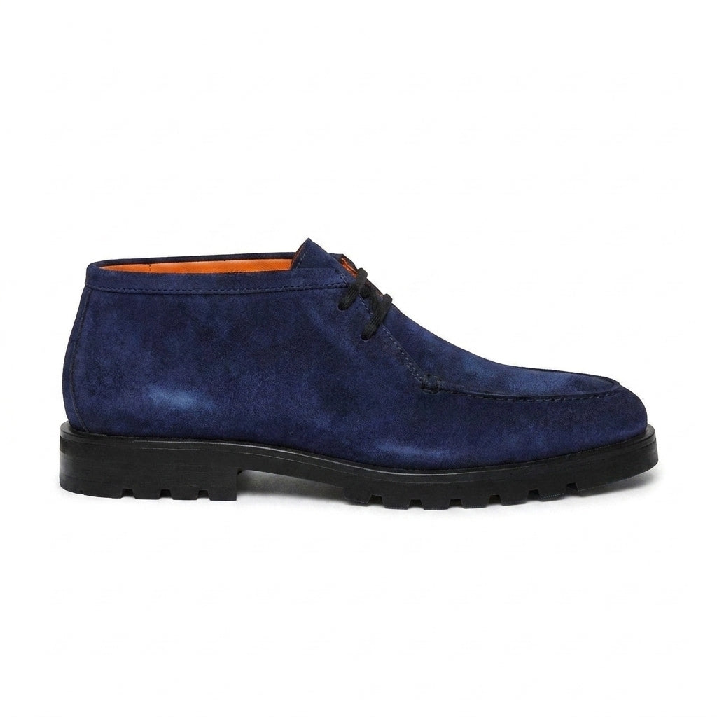 Navy Blue Nubuck Leather Shumen Chukka Chunky Boots with Track Sole - AW24 - Hiking and Trekking Boots