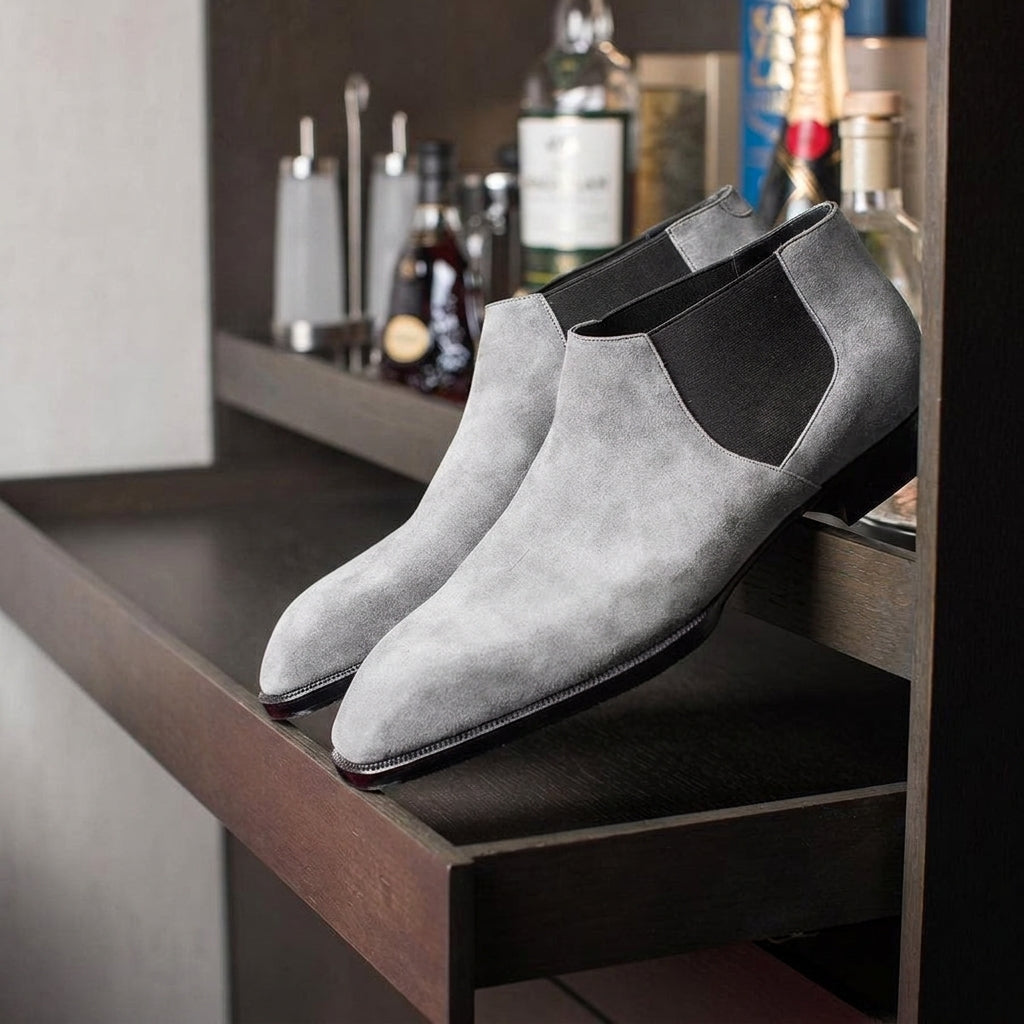 Grey Suede Sylvia Chelsea Half Boots - AW24