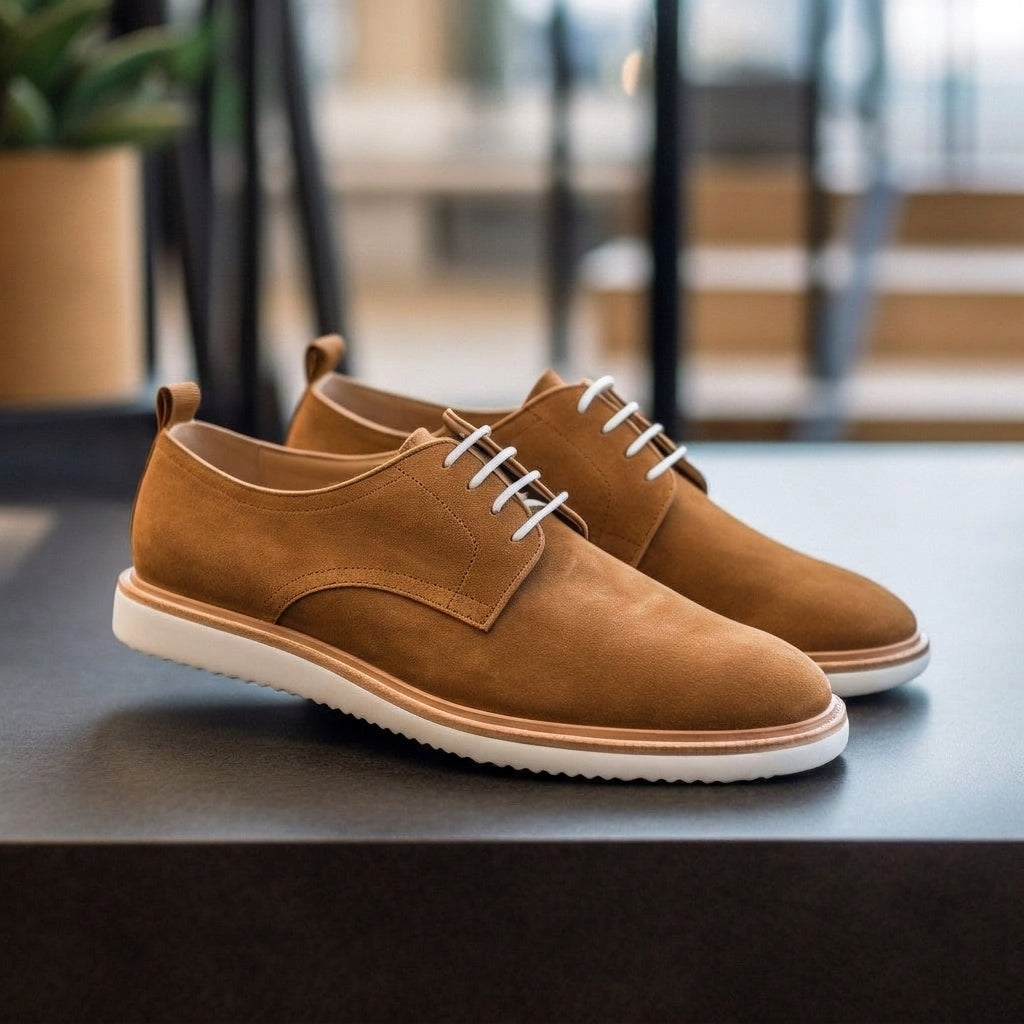 Tan Suede Madeira Lace Up Derby Shoes - AW24