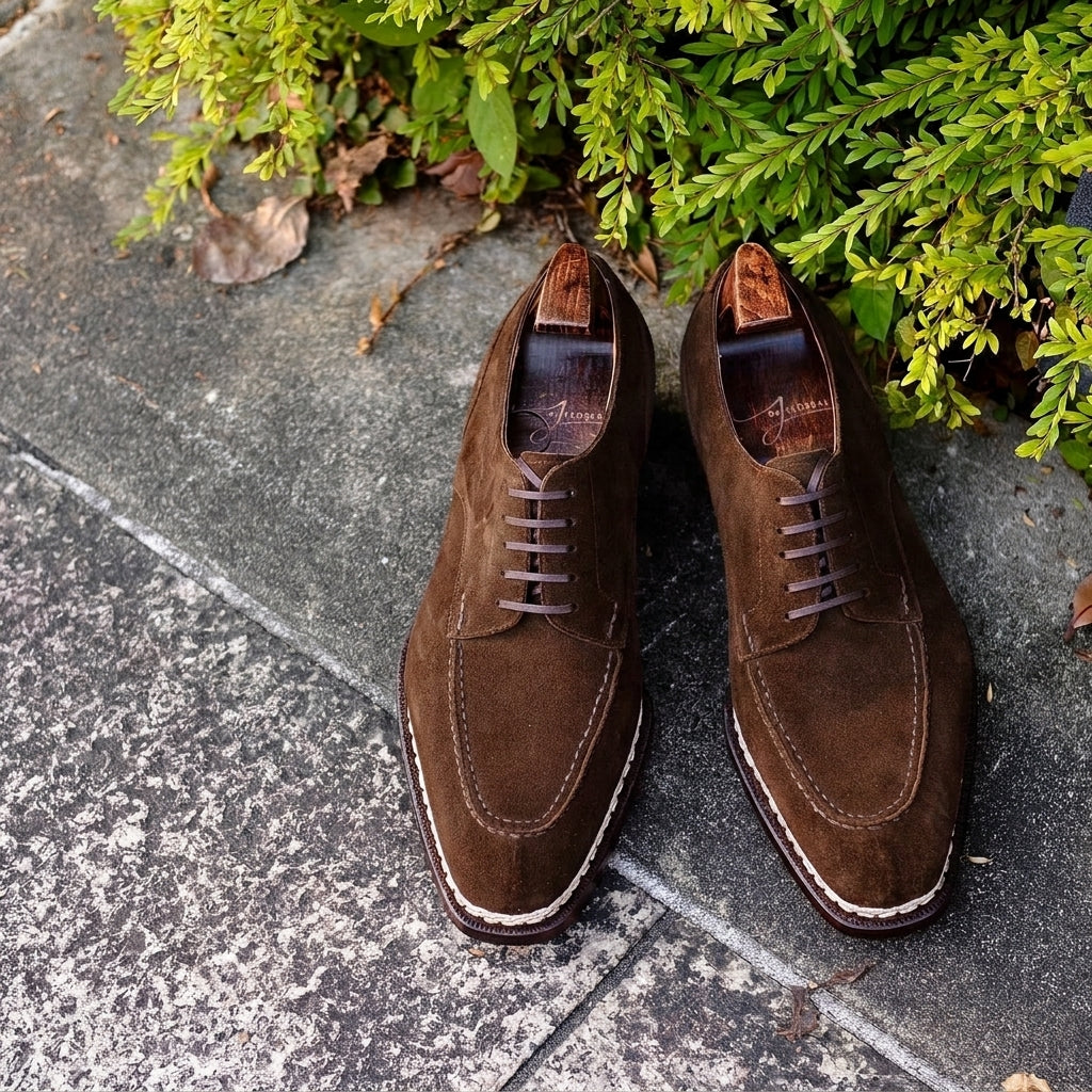 Norwegian Welted Brown Suede Larissa Derby Shoes - AW24