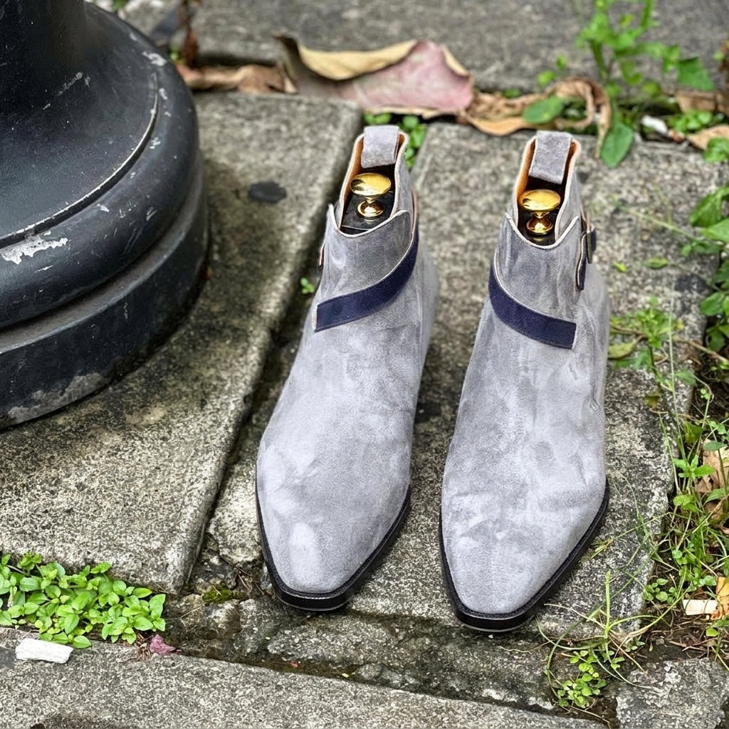 Grey Suede Albon Slip On Jodhpur Boots - AW24