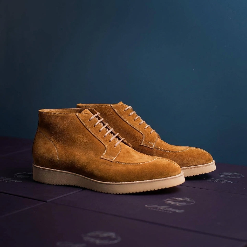 Brown Suede Calabria Lace Up Chukka Boots with White Sole - Summer 2024 Collection