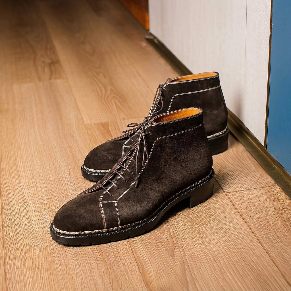 Norwegian Welted Brown Suede Ascoli Lace Up Derby Boots - AW24