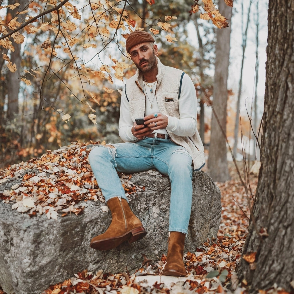 Tan Suede Draven Zipper Boots - AW24