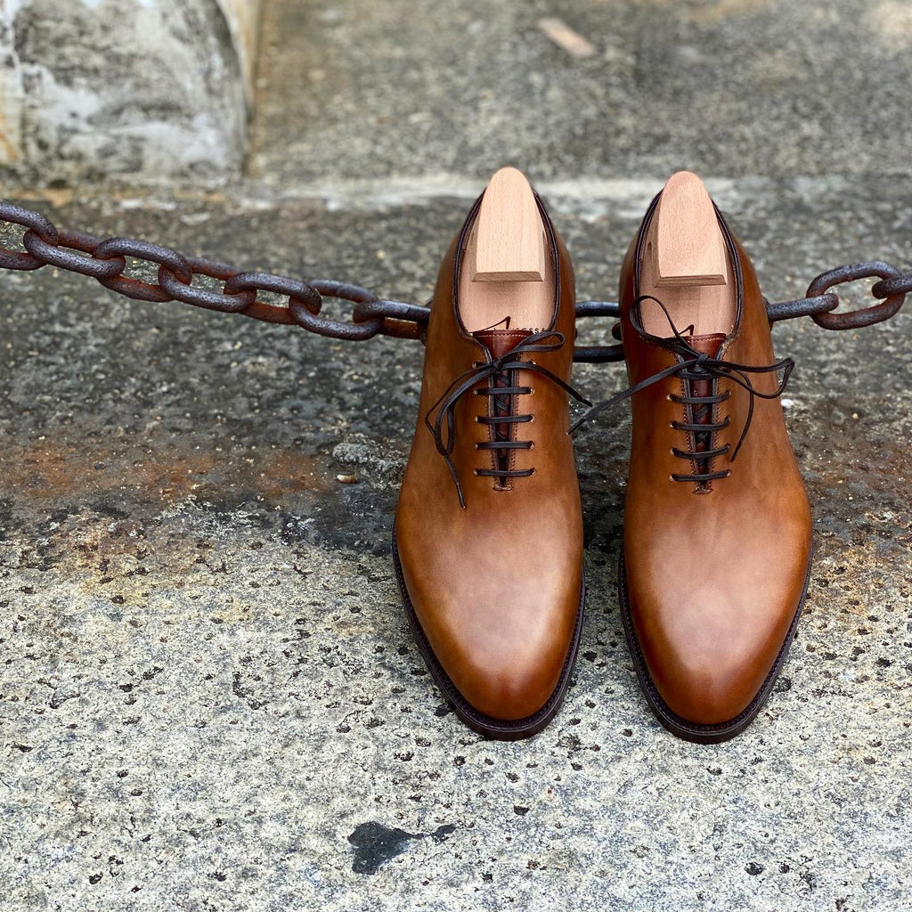 Tan Leather Jemria Whole Cut Oxfords