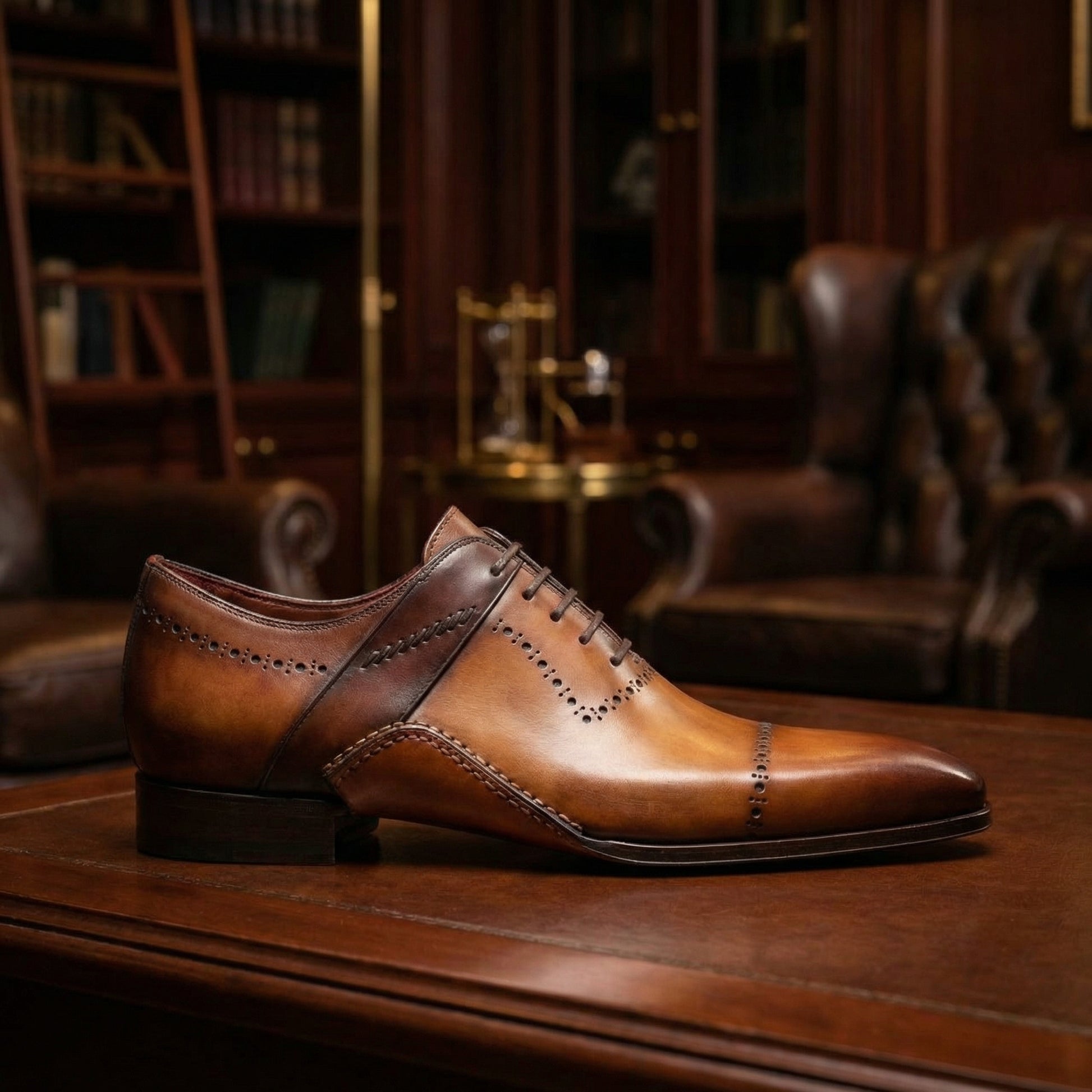 Height Increasing Tan Leather Canberra Oxfords Shoes