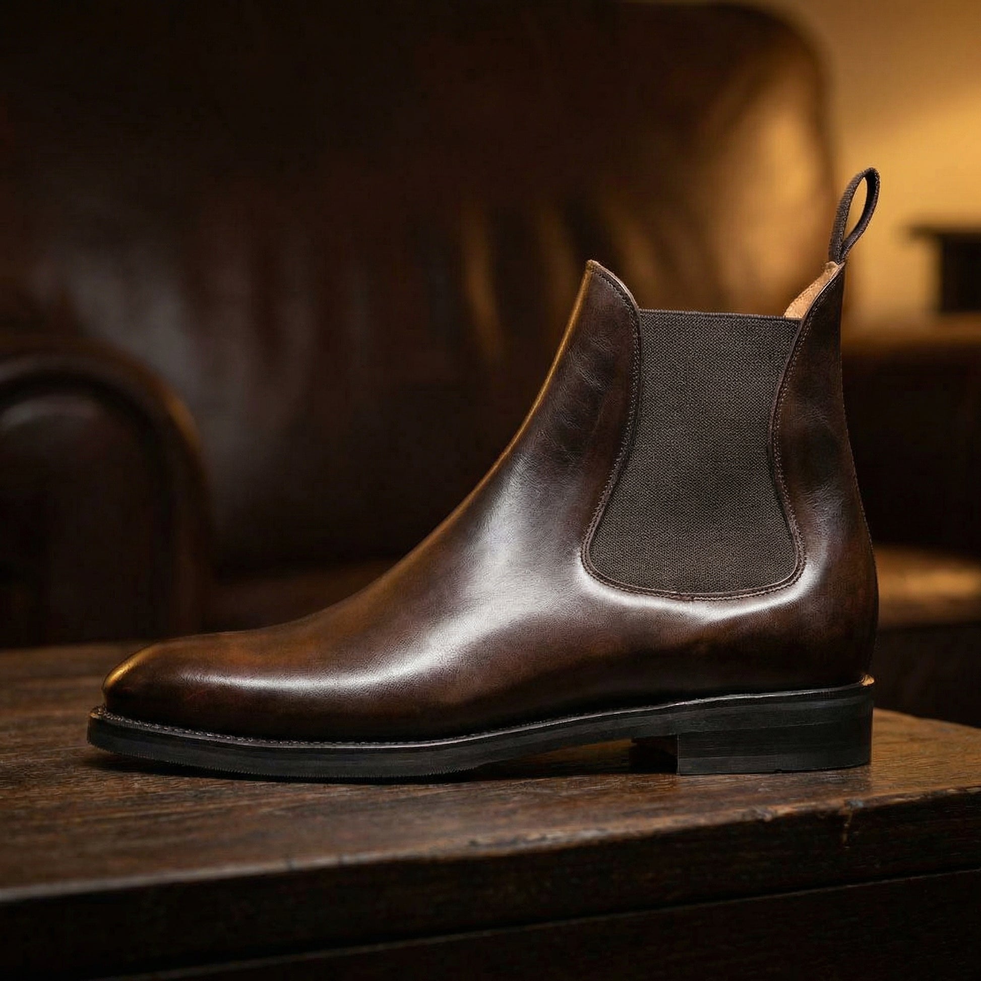 Height Increasing Brown Leather Fenland Slip On Chelsea Boots