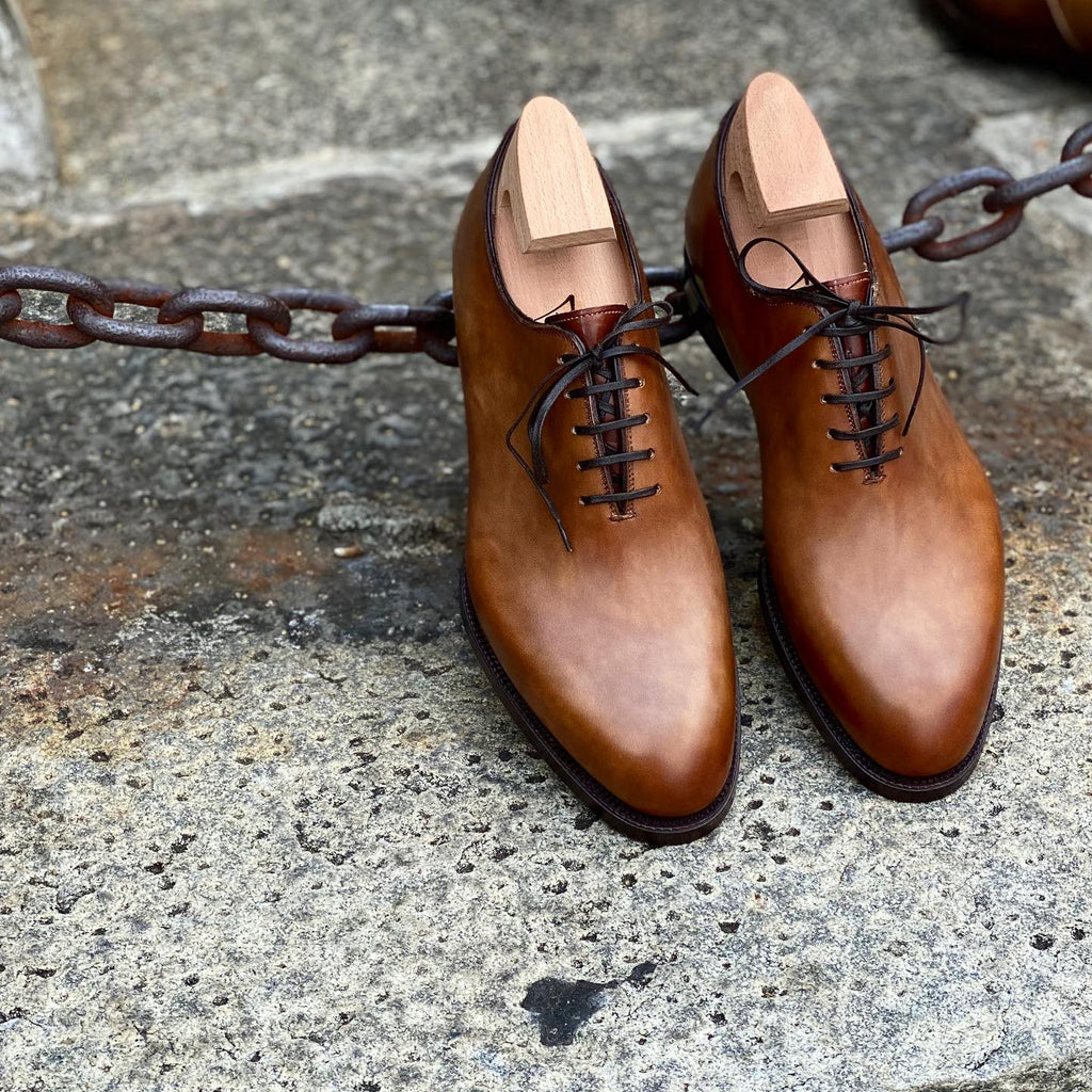 Tan Leather Jemria Whole Cut Oxfords