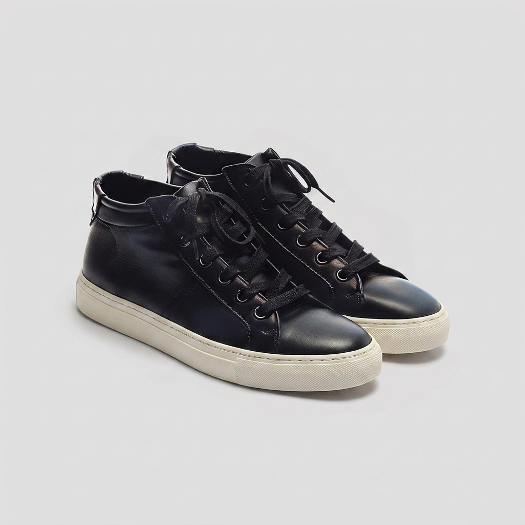 Black  Leather  Lace Up BlancWalk Sneakers - Summer 2024 Collection