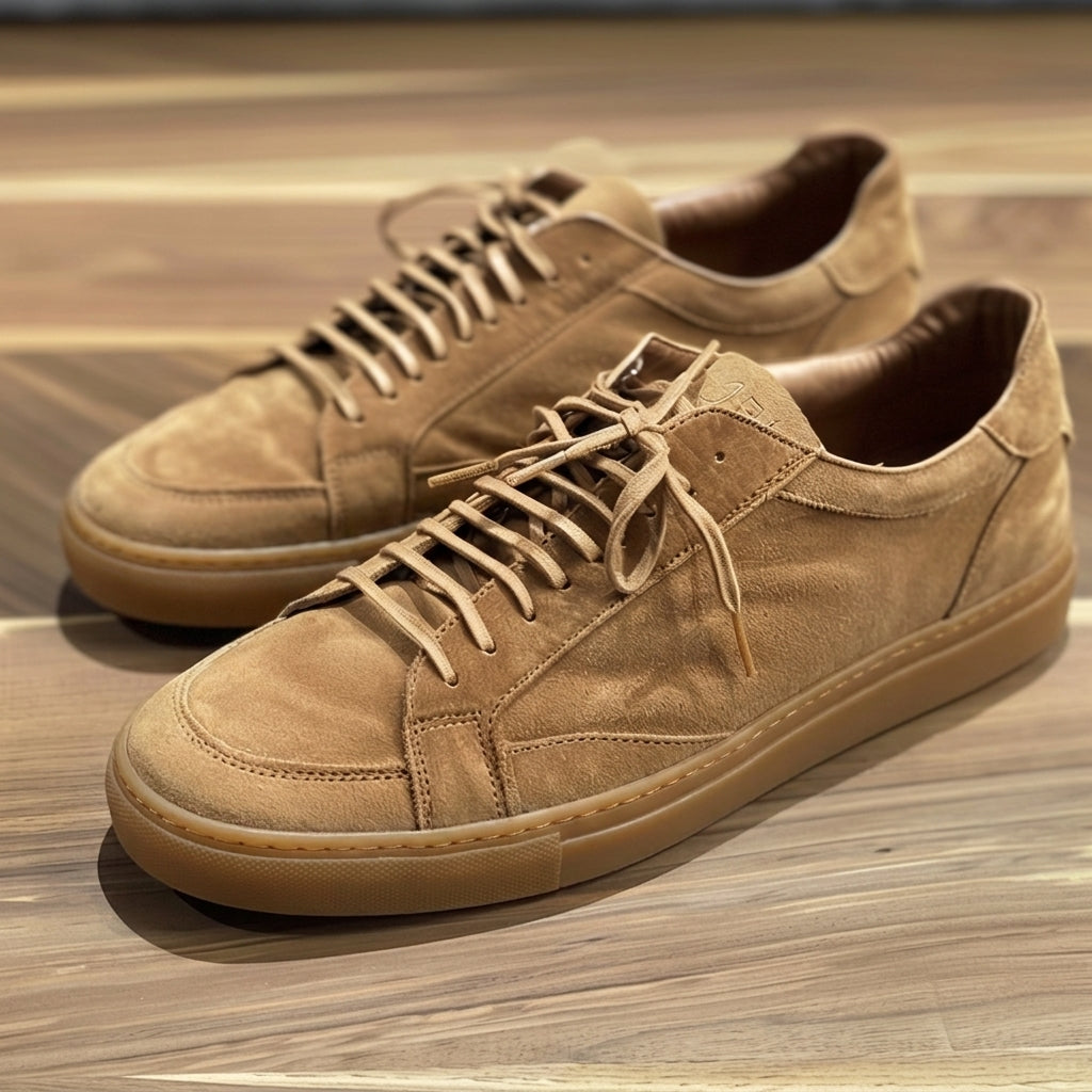 Tan Suede Sport Sneakers with Honey Colour Sole - Summer 2024 Collection